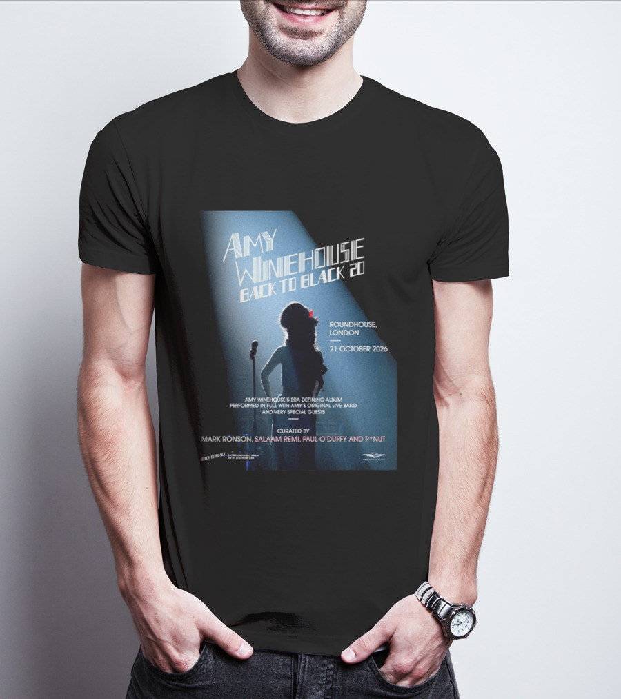 Amy Winehouse Back To Black 20 Roundhouse London 21 October 2026 Live Performance Event T-Shirt