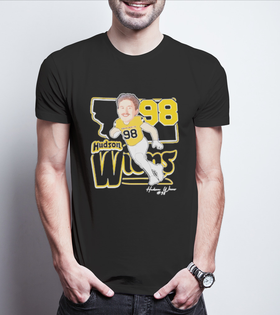 Hudson Wiens 98 Montana State Bobcats Player Caricature T-Shirt