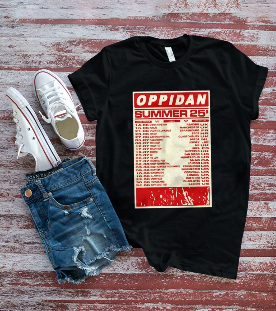 Oppidan Summer Tour 2025 Concert Dates Across UK Europe Canada USA T-Shirt