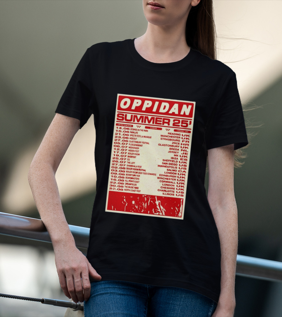 Oppidan Summer Tour 2025 Concert Dates Across UK Europe Canada USA T-Shirt