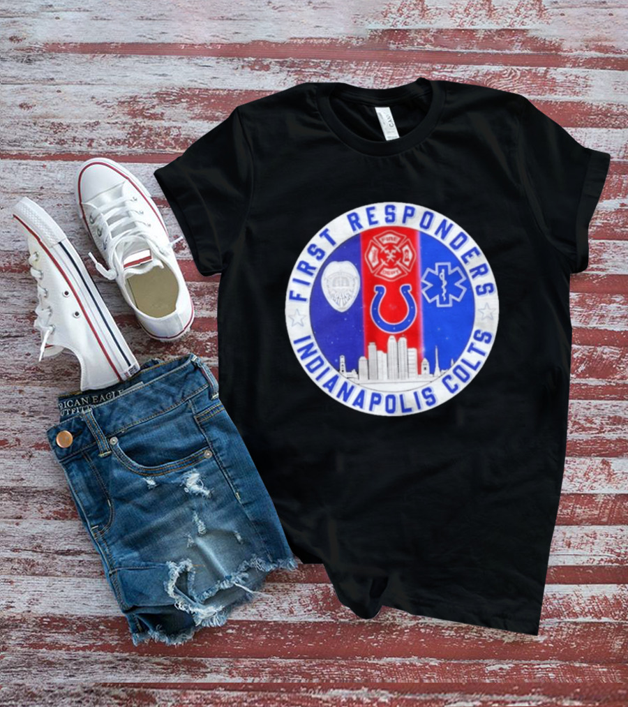 First Responders Indianapolis Colts 9/11 Skyline Police Fire Ambulance T-Shirt