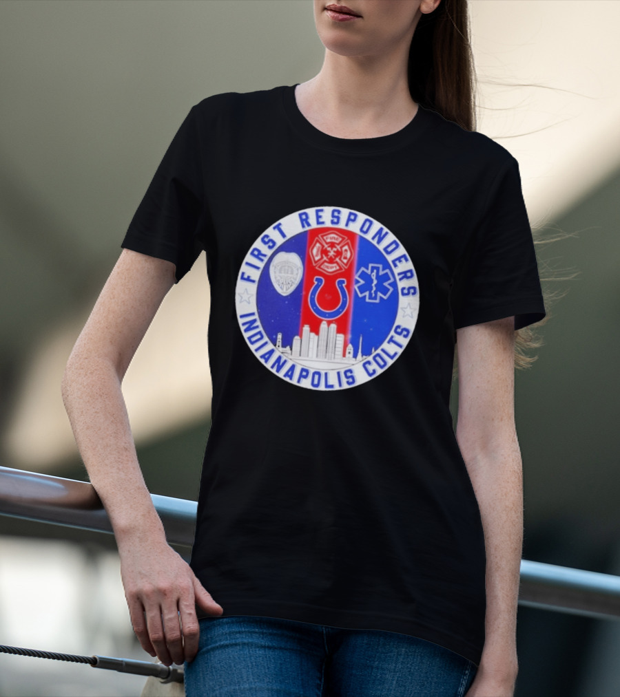 First Responders Indianapolis Colts 9/11 Skyline Police Fire Ambulance T-Shirt