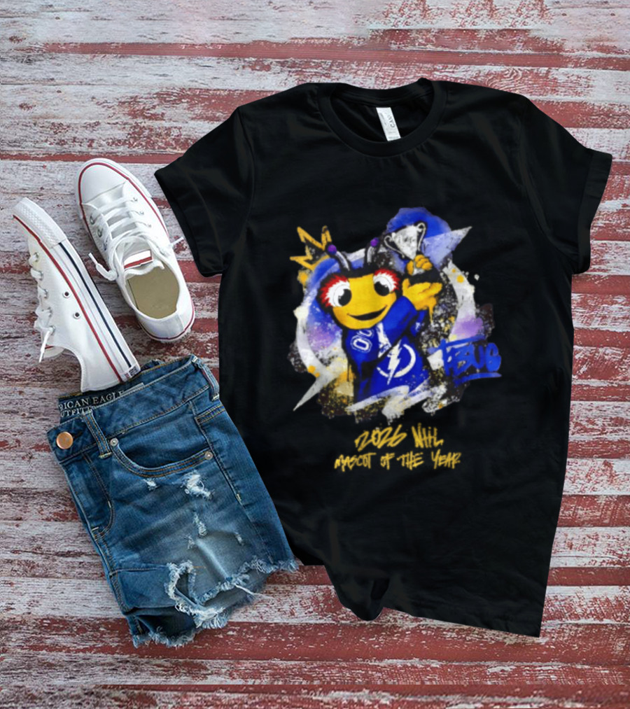Tampa Bay Lightning Thunderbug Holding Trophy 2026 T-Shirt