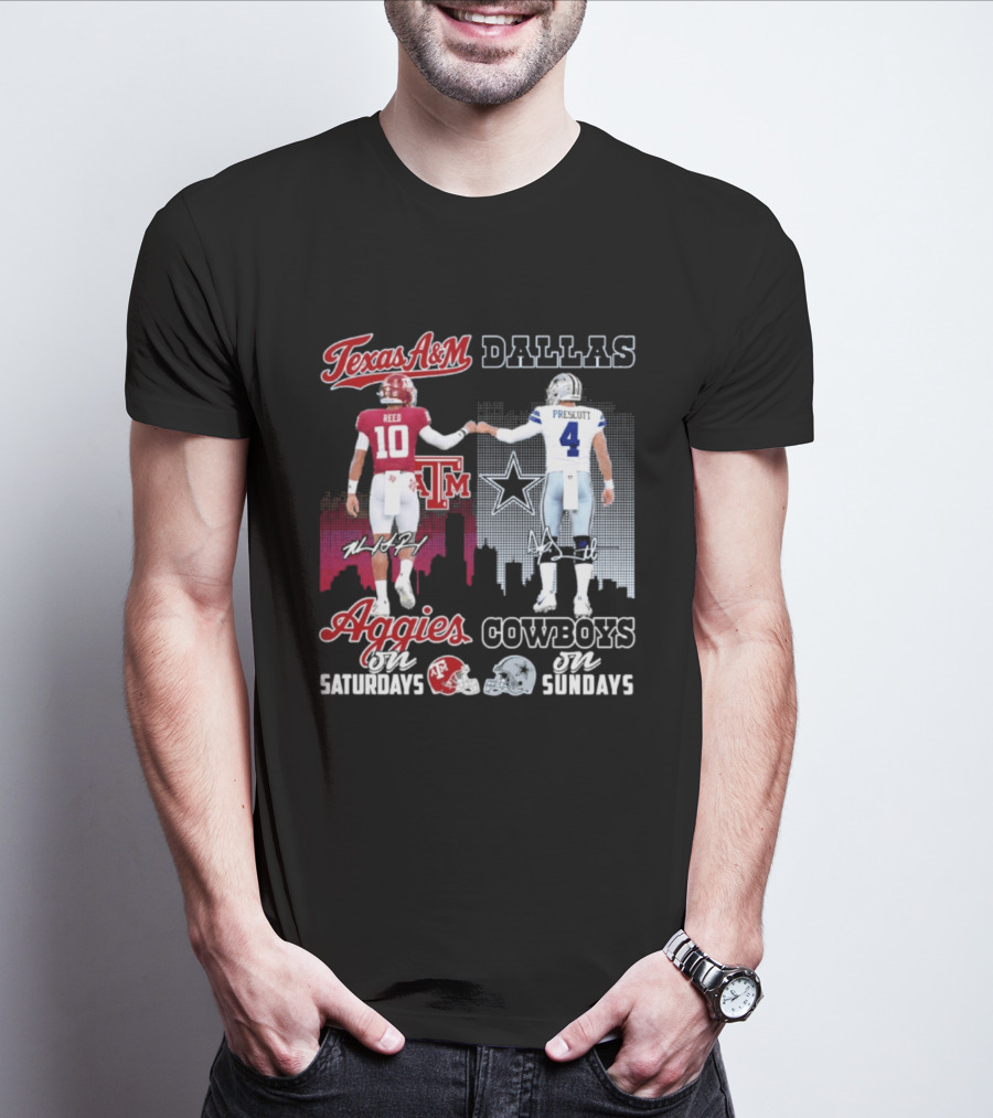 Texas A&M Aggies College Football Saturdays Dallas Cowboys NFL Sundays T-Shirt