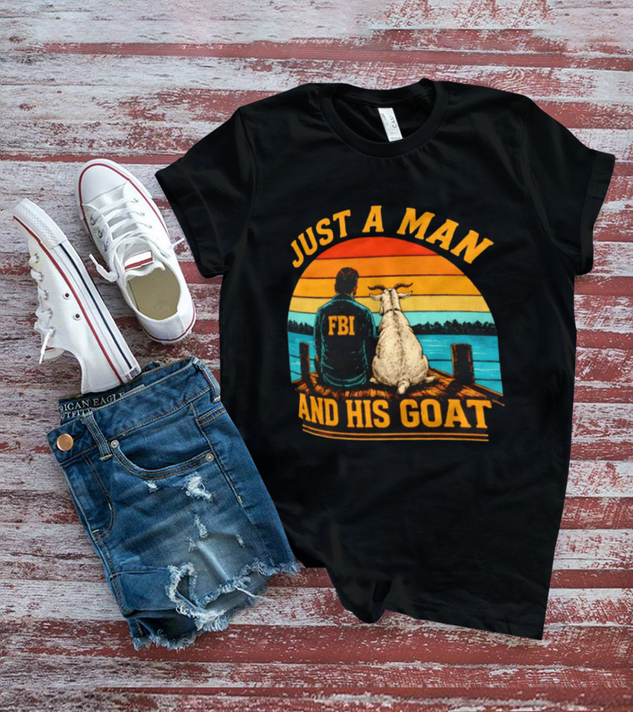 Just A Man And His Goat Fbi Meme Kash Patel Sunset Lake View T-Shirt