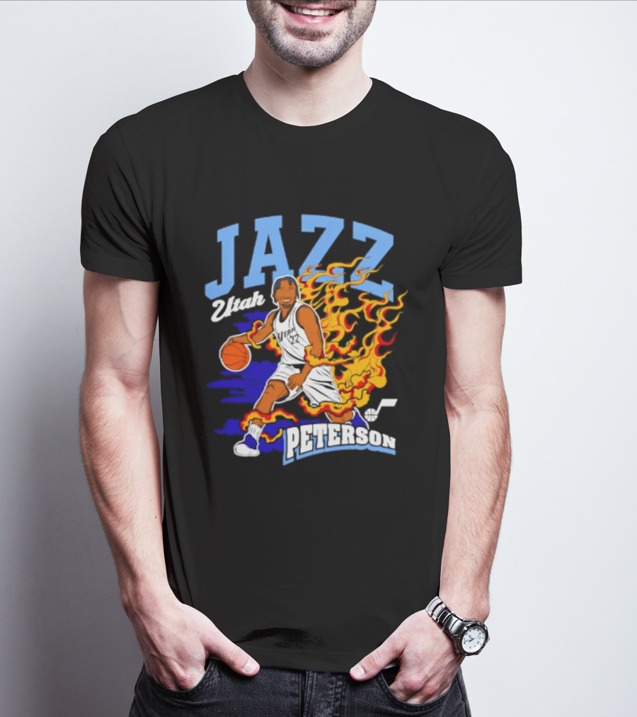 Utah Jazz Darryn Peterson Fiery Basketball Action Fan T-Shirt