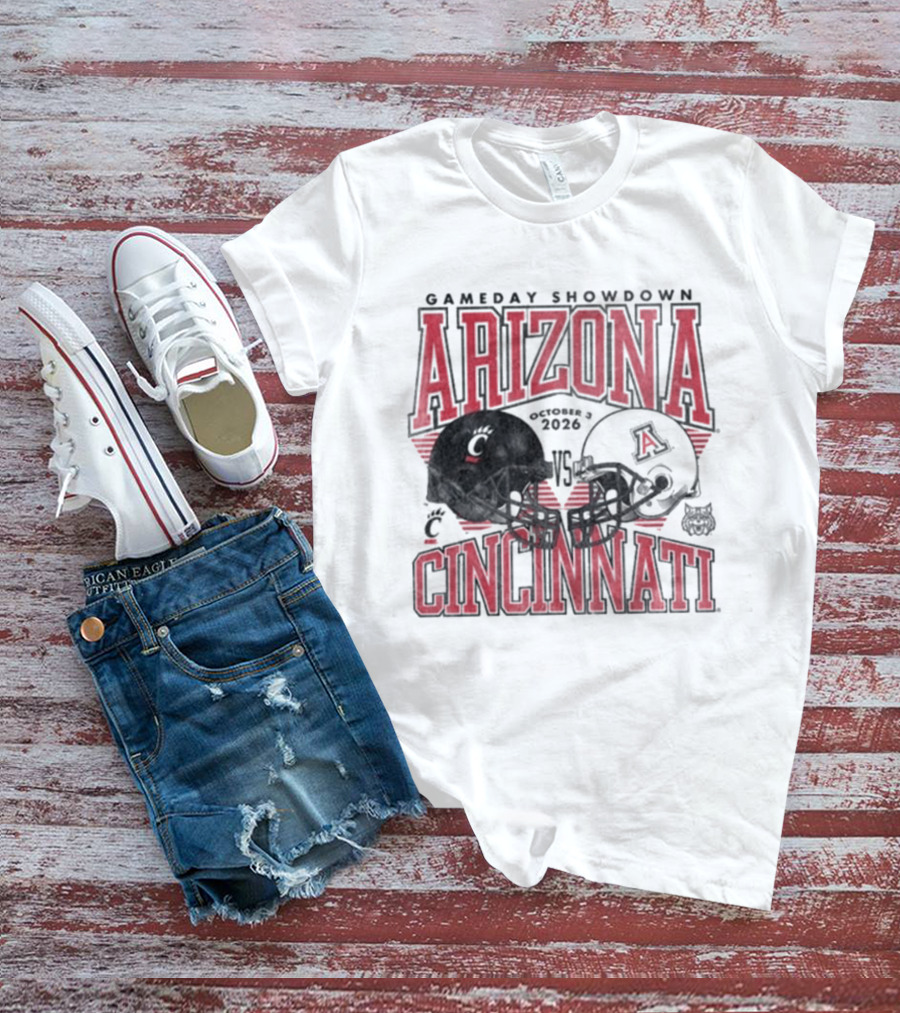 Arizona Wildcats Vs Cincinnati Bearcats October 3 2026 Football Helmet Gameday Showdown T-Shirt