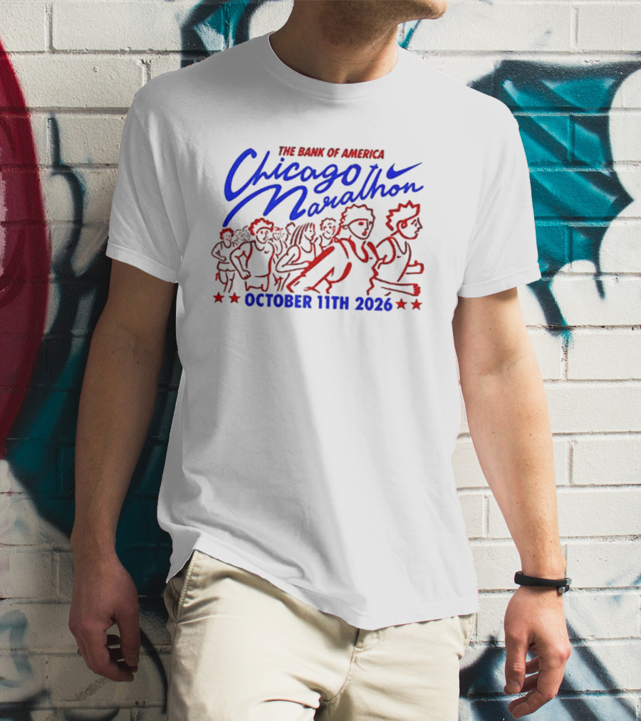 Bank Of America Chicago Marathon October 11th 2026 Event With Runners And Nike Swoosh T-Shirt