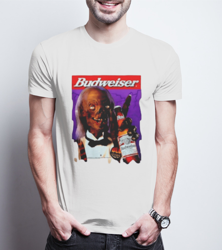 Budweiser Bud Keeper Zombie Halloween Beer Bottle Advertisement T-Shirt