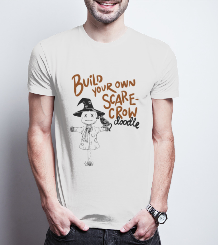 Build Your Own Scarecrow Doodle Halloween Tetedoodles T-Shirt