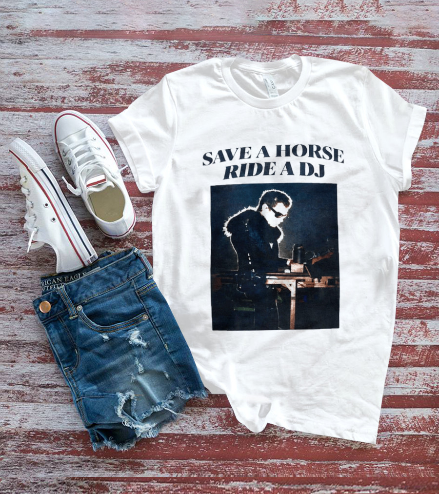 Save A Horse Ride A DJ Musician With Equipment And Sunglasses T-Shirt