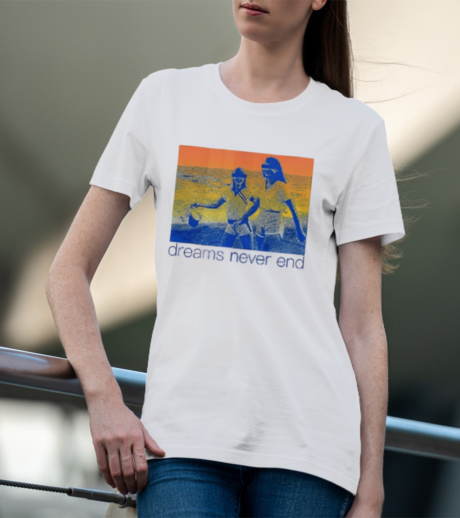 Dreams Never End DFA Records New York City Retro Beach Scene T-Shirt