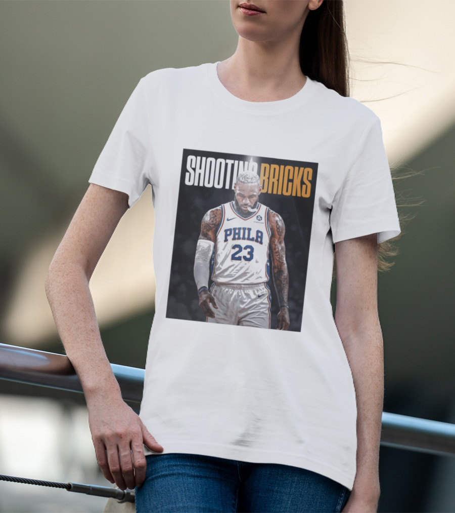 Shooting Bricks LeBron 23 Philly Basketball Meme T-Shirt