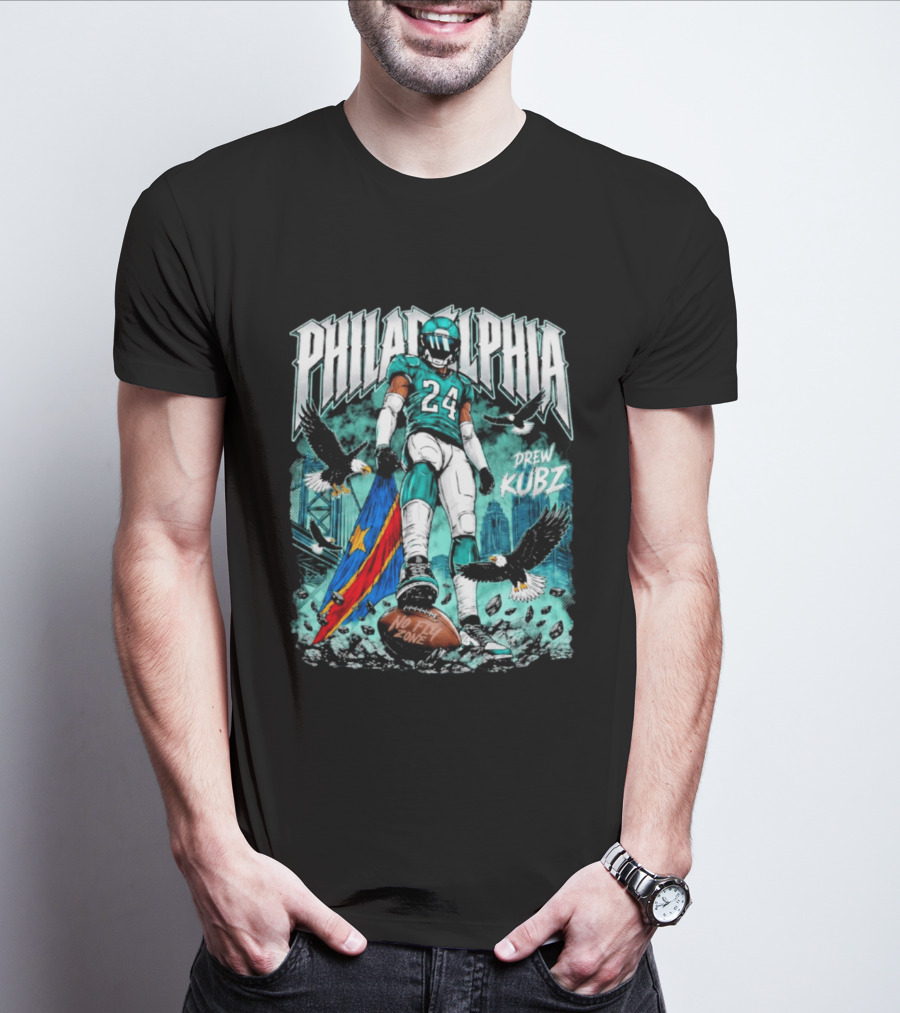 Philadelphia Drew Kubz 24 No Fly Zone Eagles Banner T-Shirt