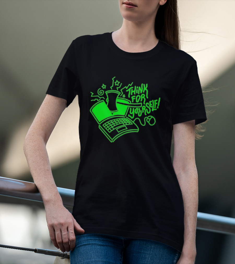 Avi Matzo X RAYGUN Think For Yourself Computer Stars Green T-Shirt