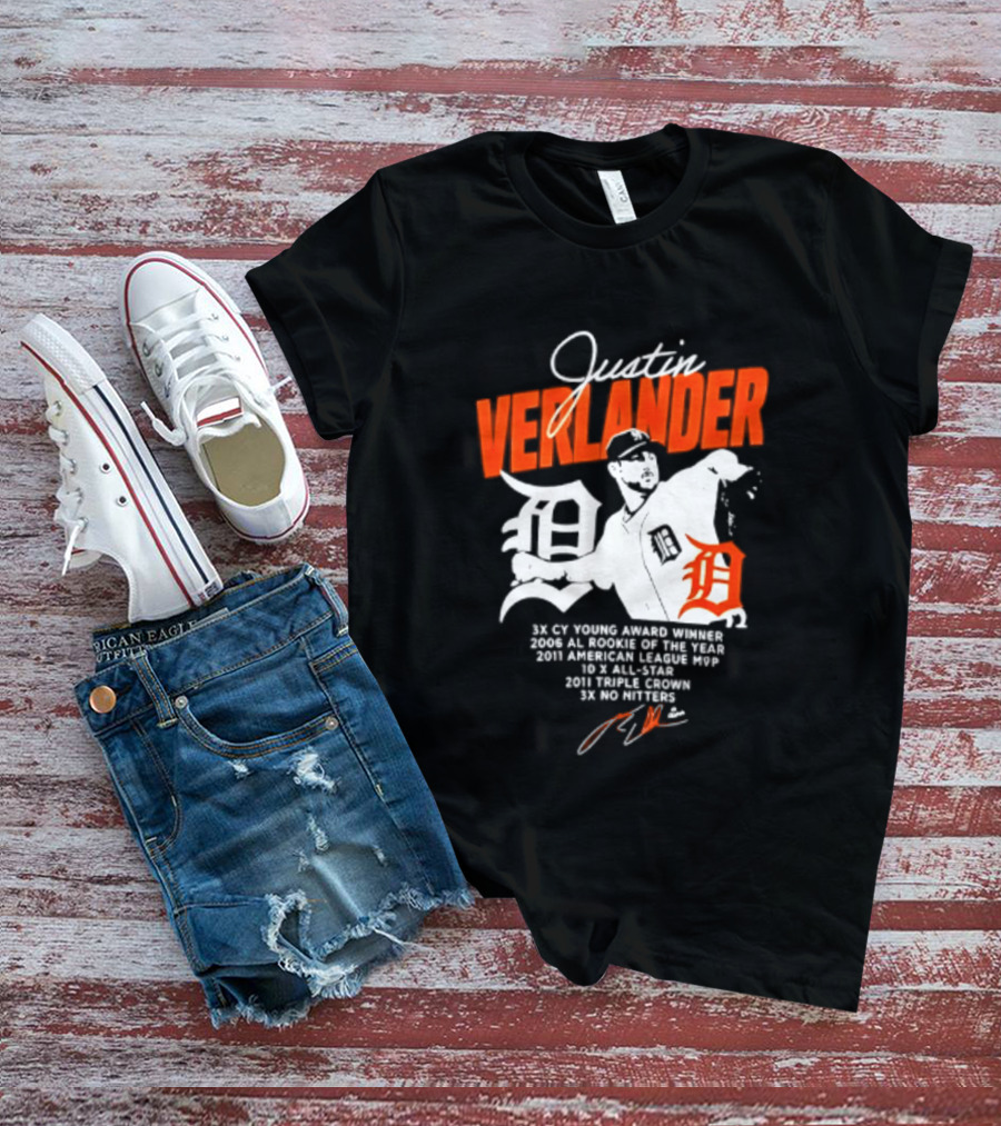 Justin Verlander 35 Detroit Tigers MLB MVP 2006 AL Rookie Cy Young T-Shirt