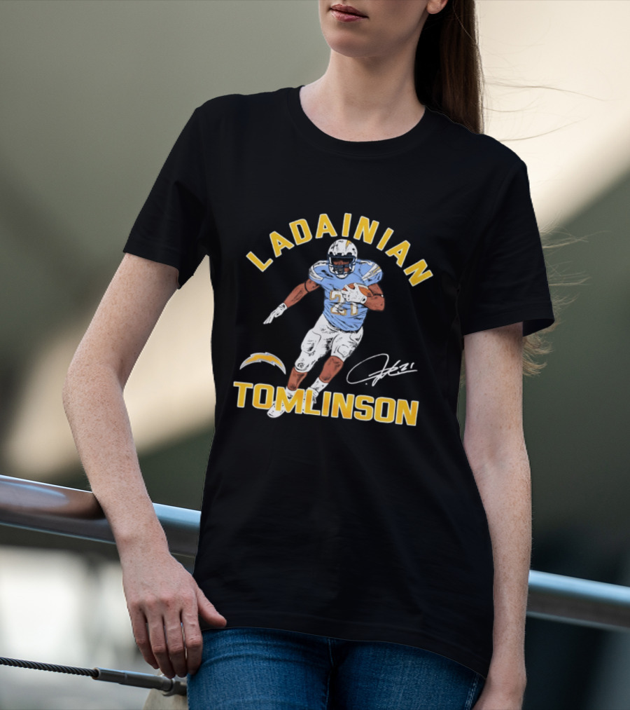 LaDainian Tomlinson Signature Los Angeles Chargers Football 21 T-Shirt