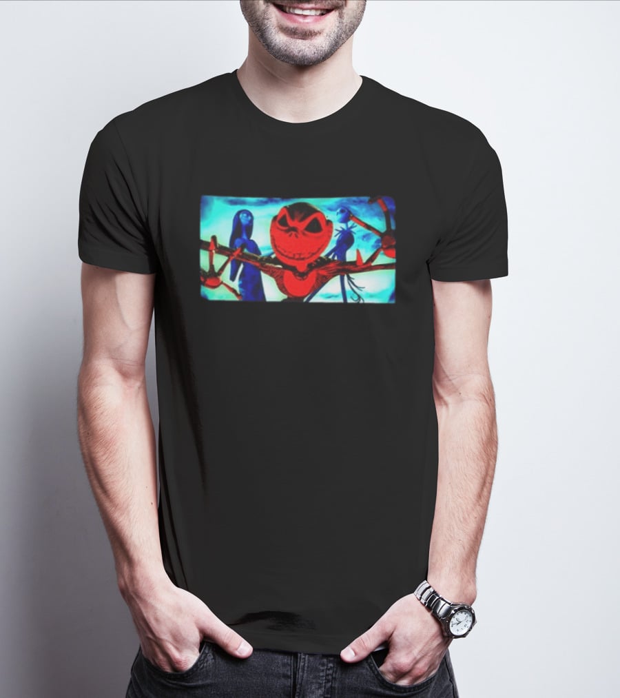 Tim Burton's The Nightmare Before Christmas Jack Skellington And Sally Cartoon Two Sided T-Shirt