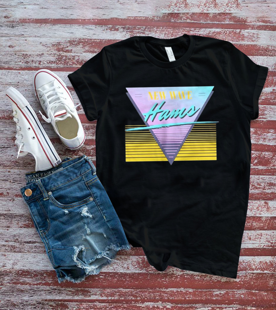New Wave Hams Retro 80s Aesthetic Triangle Stripes T-Shirt