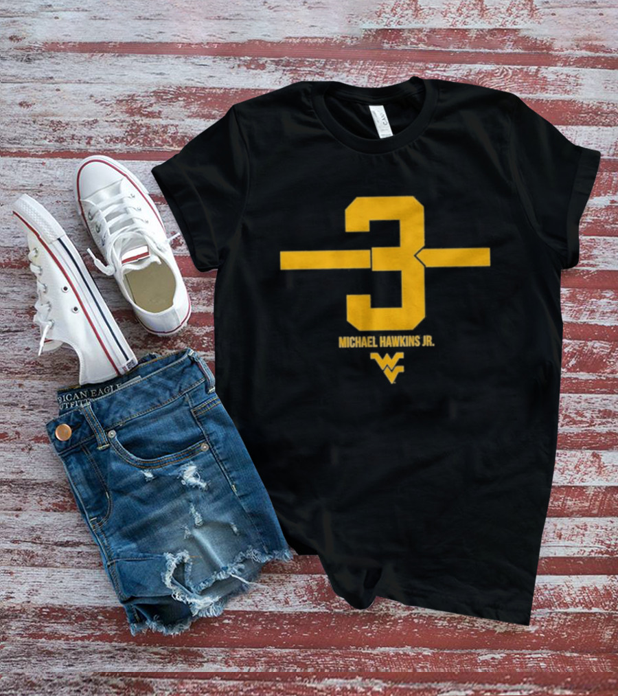 West Virginia 3 Michael Hawkins Jr. WVU Football Number T-Shirt