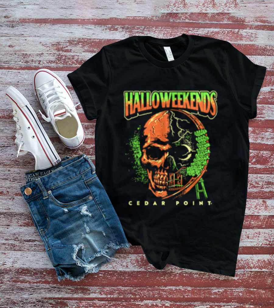 Halloweekends Cedar Point Skull Ride Neon Halloween T-Shirt