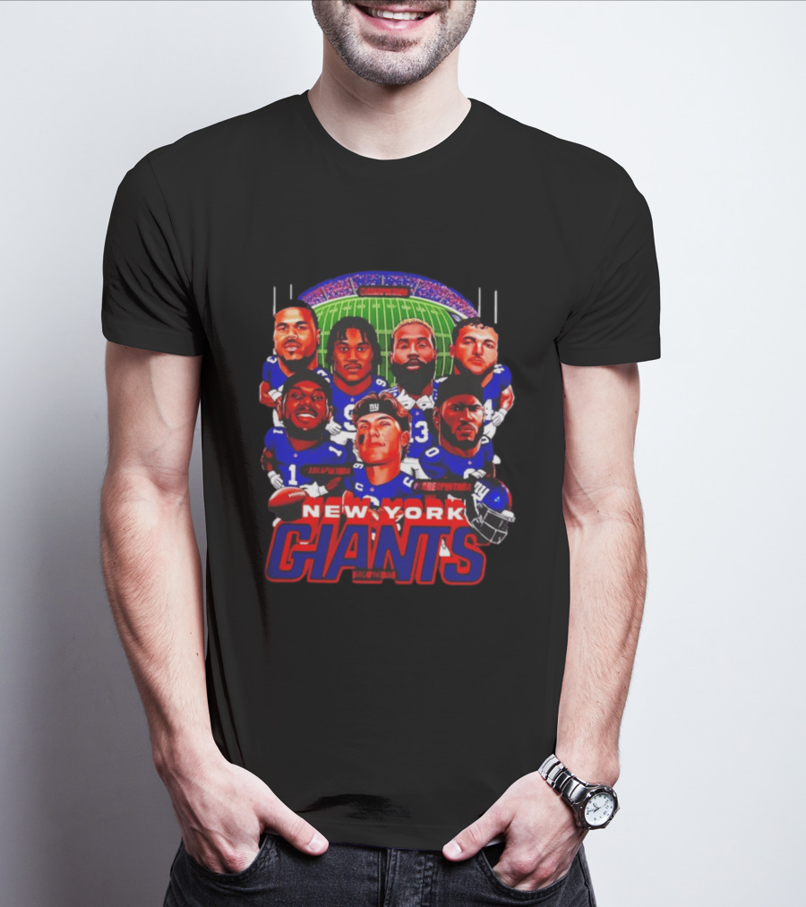 New York Giants Football Players Caricature Stadium T-Shirt