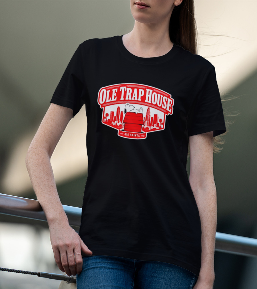 Ole Trap House Snoopy 415 Saints Skyline T-Shirt