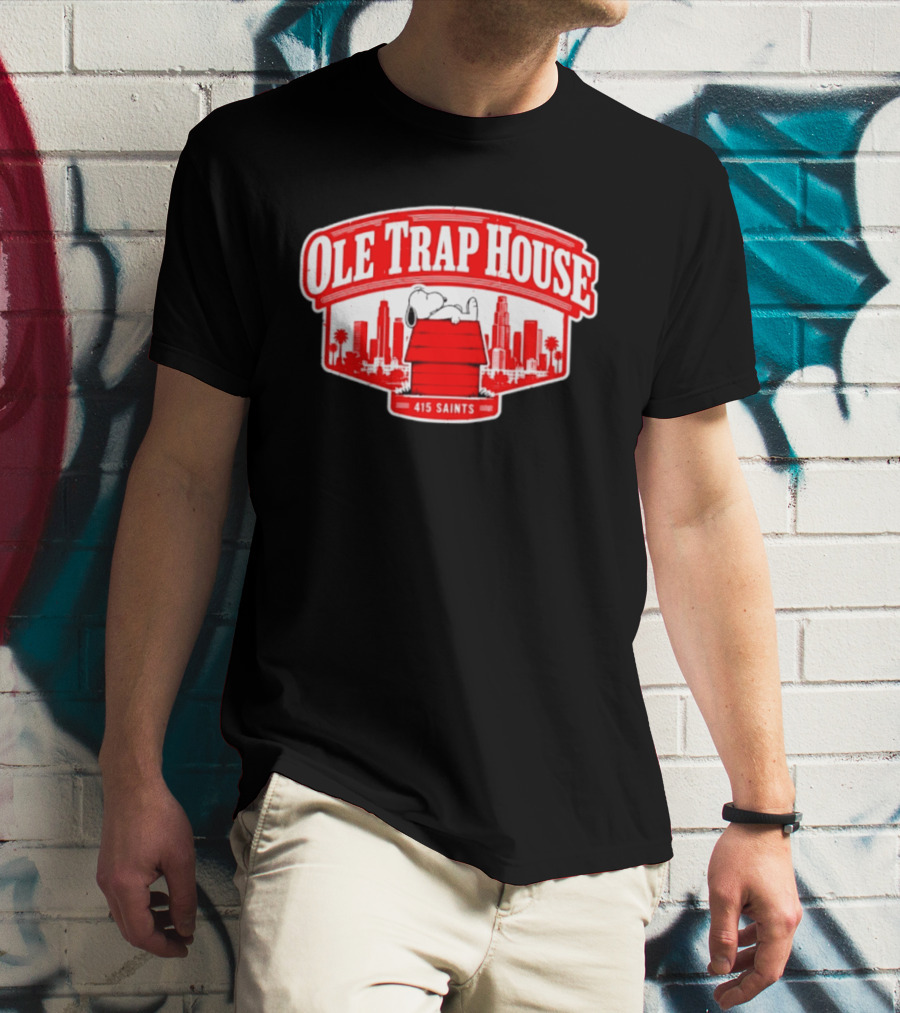 Ole Trap House Snoopy 415 Saints Skyline T-Shirt