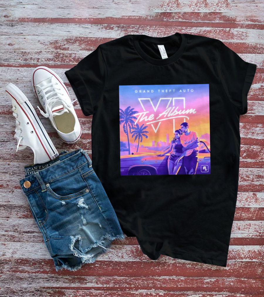 Grand Theft Auto VI The Album 2026 Retro Sunset Vibes T-Shirt