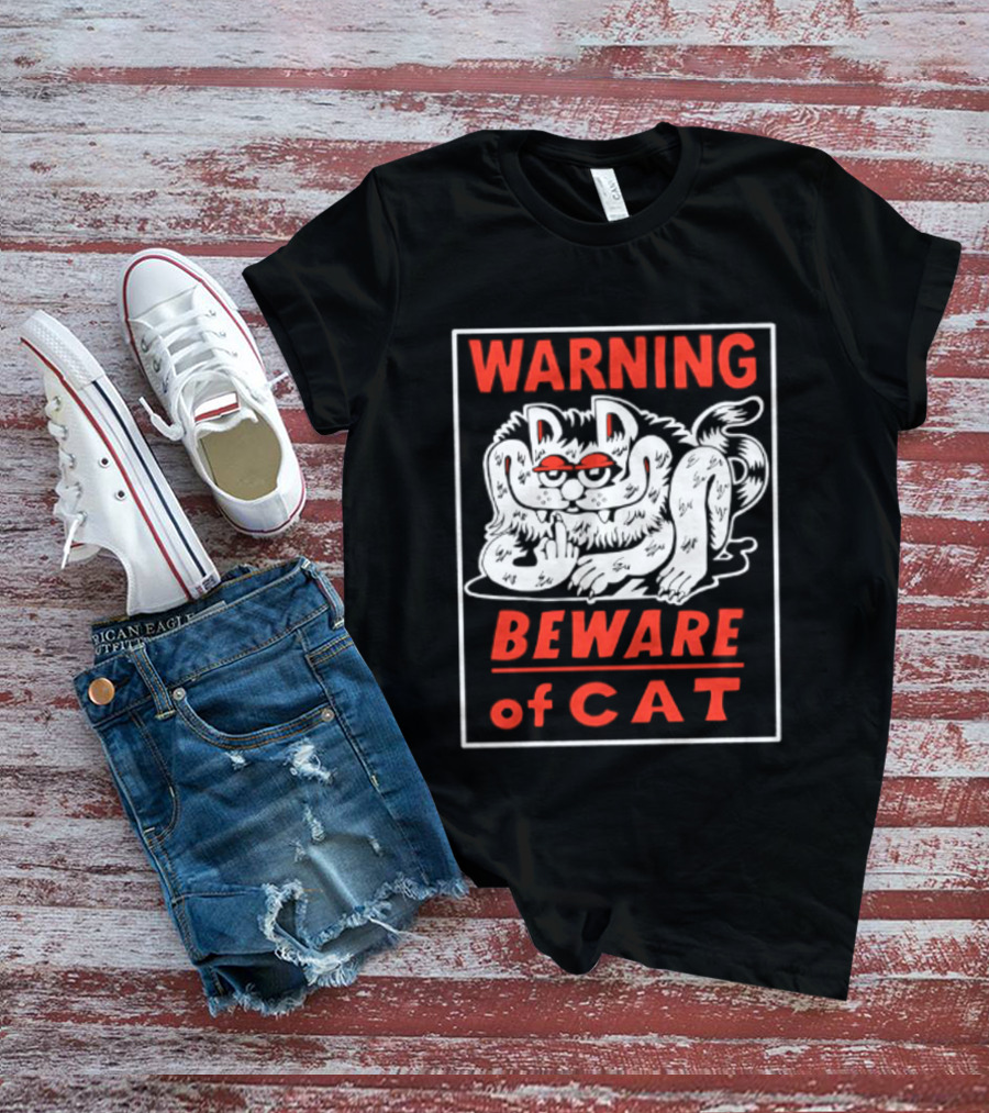 Warning Beware Of Cat Halloween Creepy Eyes T-Shirt