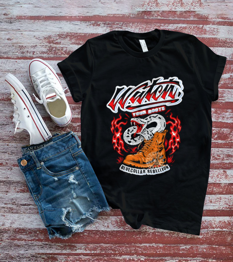Your Boots Snake Fire Blue Collar Rebellion T-Shirt