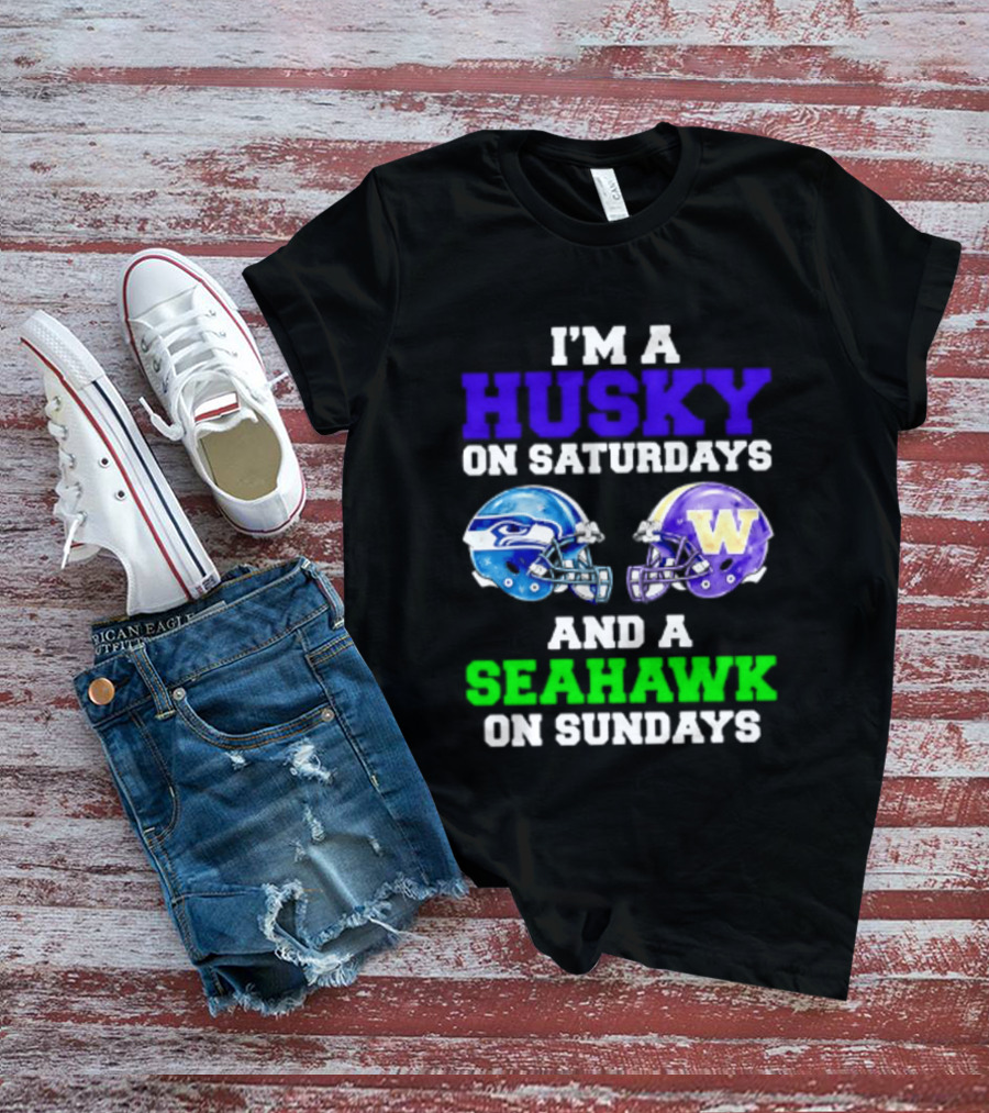 I'm A Husky On Saturdays And A Seahawk On Sundays Football Fan Gear T-Shirt