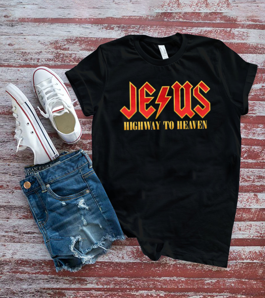 Jesus Highway To Heaven Lightning Bolt T-Shirt