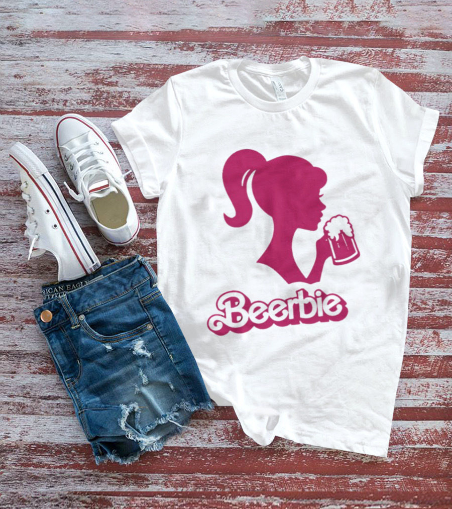Beerbie Pink Beer Barbie Icon With Beer T-Shirt