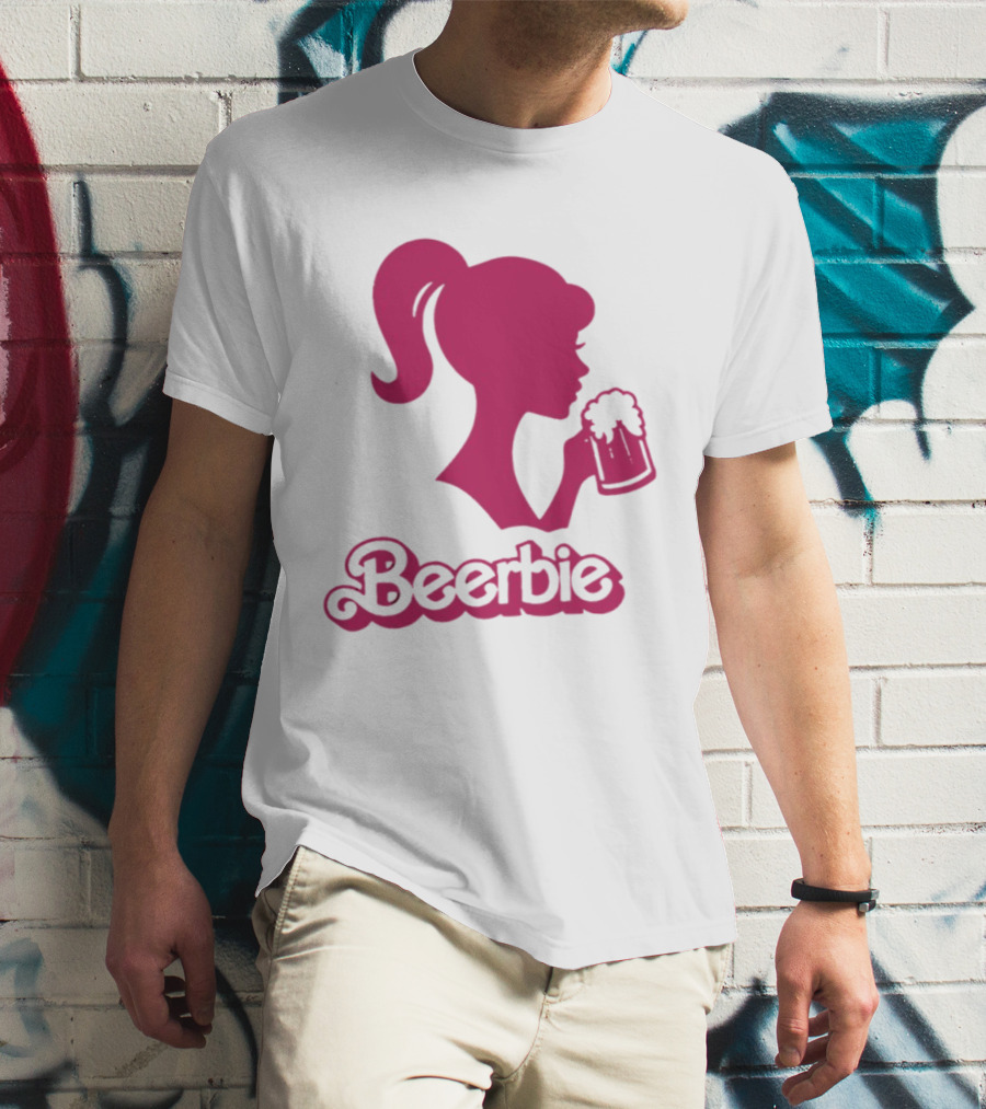 Beerbie Pink Beer Barbie Icon With Beer T-Shirt