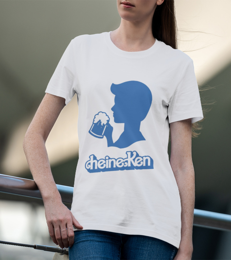 Ken Blue Beer Silhouette Heineken Play On Words T-Shirt