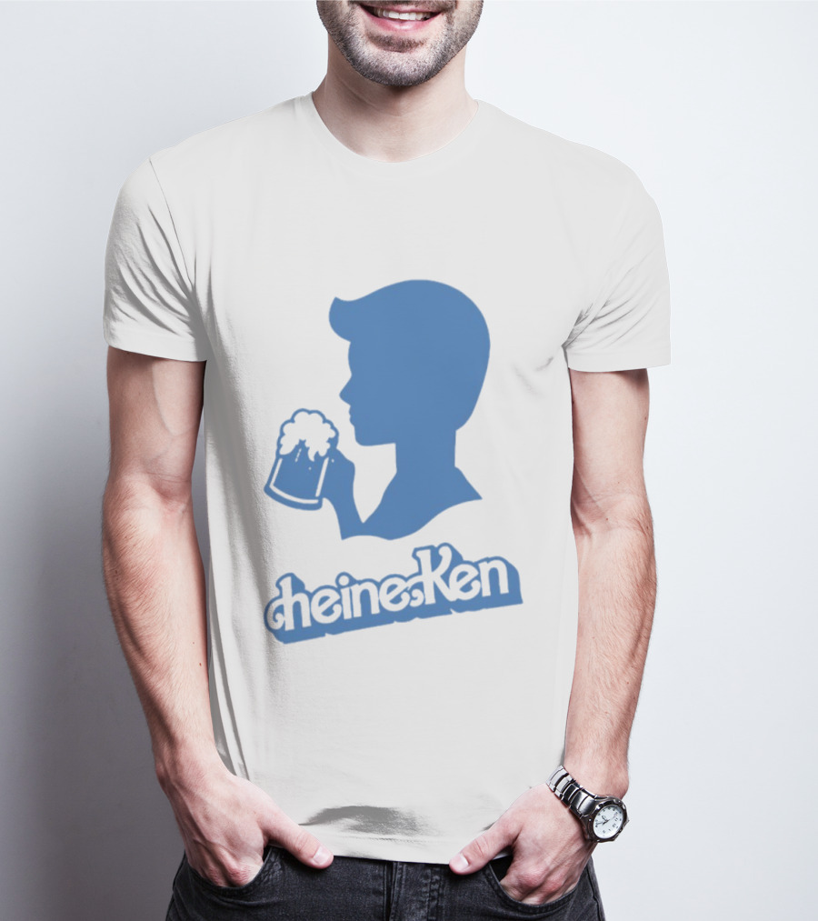 Ken Blue Beer Silhouette Heineken Play On Words T-Shirt