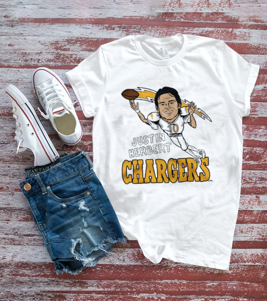 Justin Herbert Chargers Football Caricature Los Angeles T-Shirt