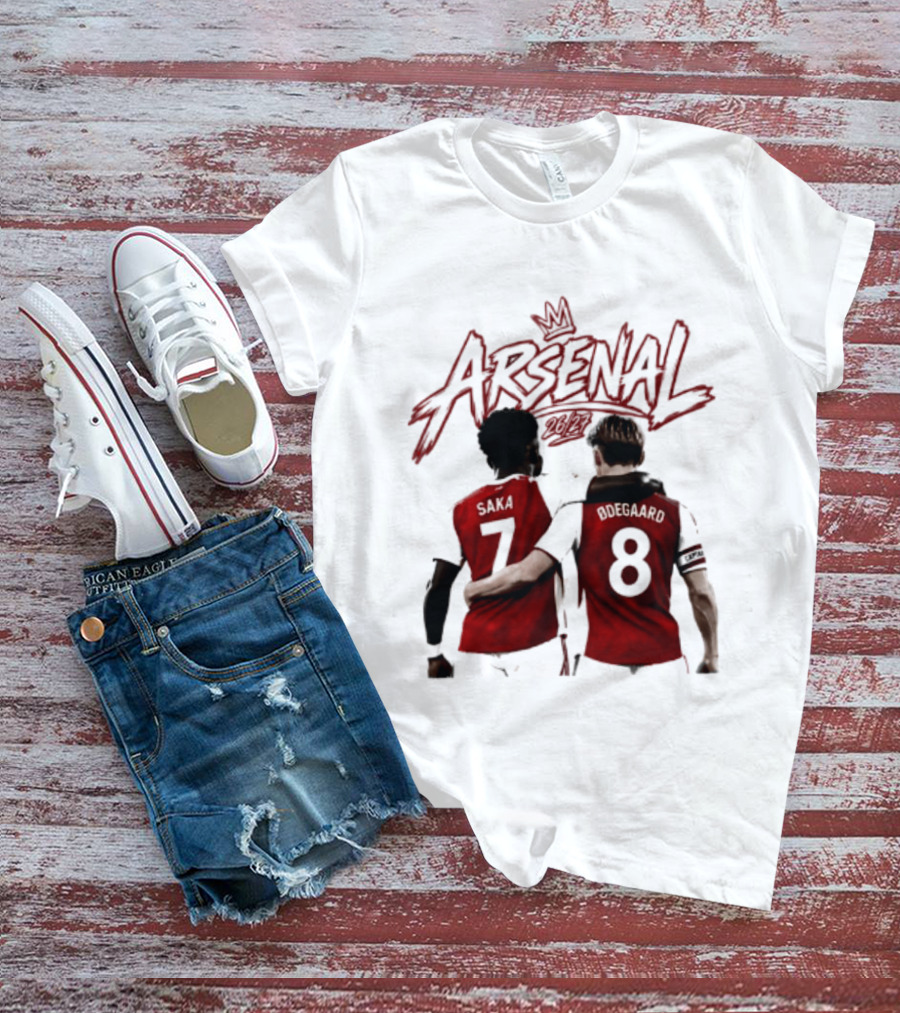 Arsenal Saka 7 Odegaard 8 Football Moment T-Shirt