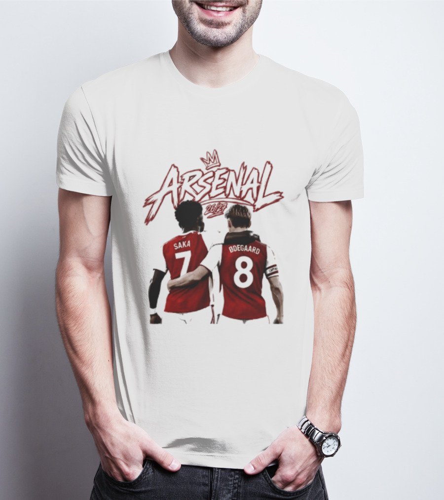 Arsenal Saka 7 Odegaard 8 Football Moment T-Shirt