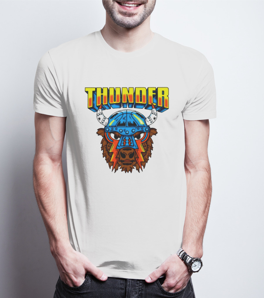 Thunder Buffalo Viking Helmet Bison Basketball T-Shirt