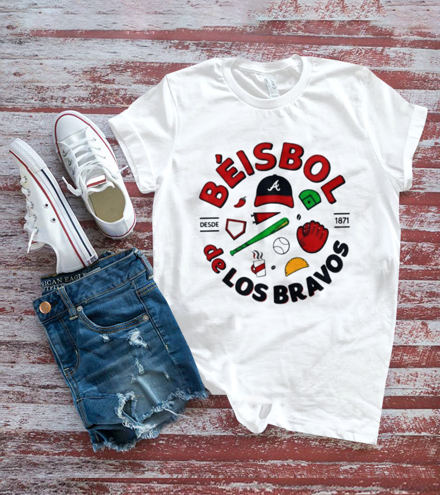 Béisbol De Los Bravos Desde 1871 Hat Bat Glove Baseball Taco Pepper Coffee T-Shirt
