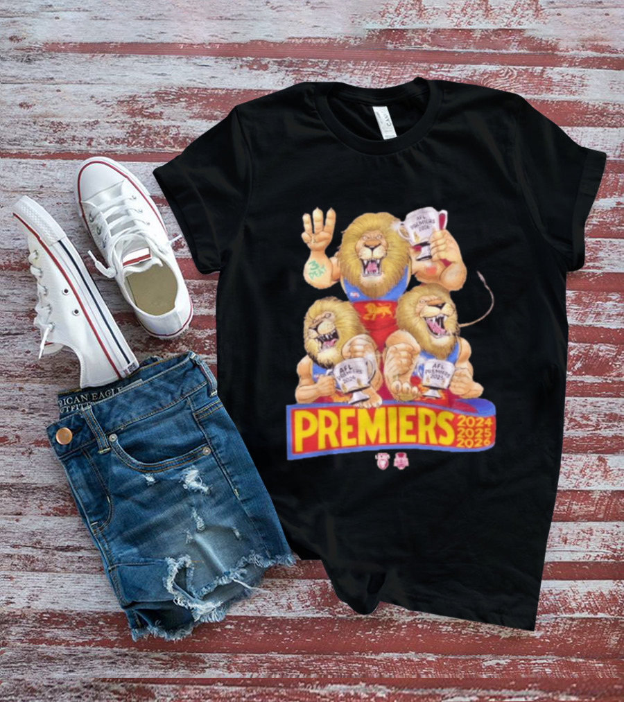 Brisbane Lions AFL Premiers 2024 2025 2026 Mark Knight T-Shirt