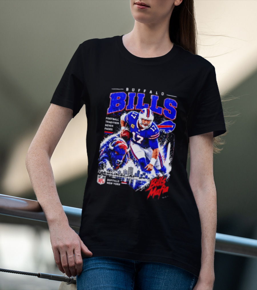 Buffalo Bills Football Tradition Never Fades Bills Mafia NFL Buffalo New York Team Skyline T-Shirt