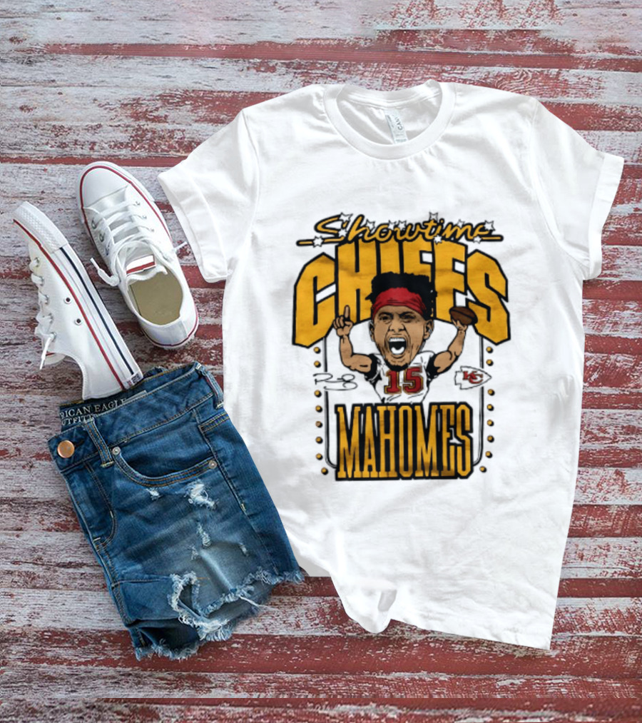 Showtime Chiefs Patrick Mahomes 15 Caricature T-Shirt