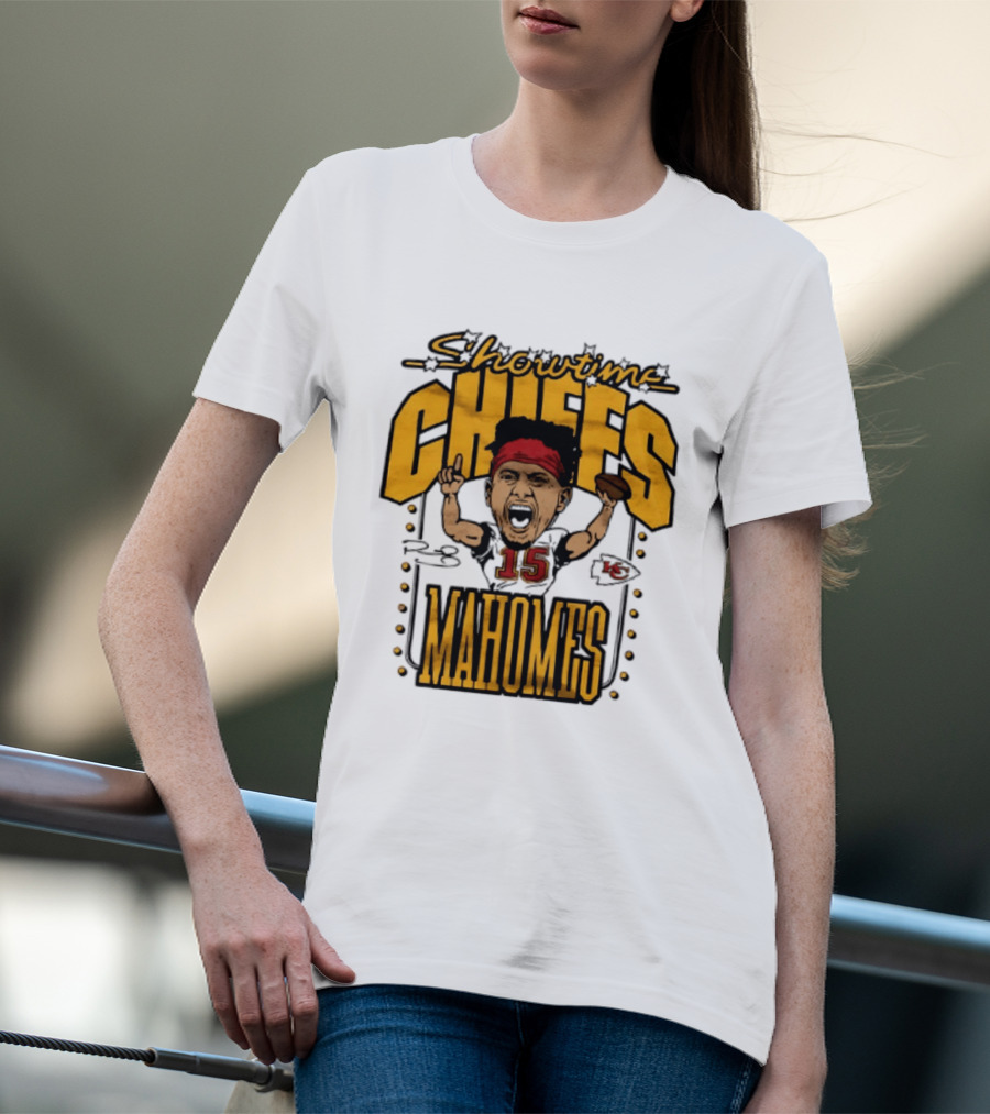 Showtime Chiefs Patrick Mahomes 15 Caricature T-Shirt