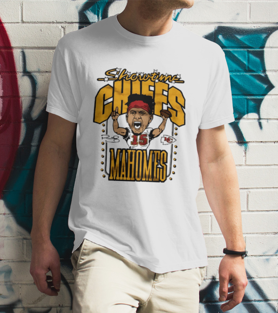Showtime Chiefs Patrick Mahomes 15 Caricature T-Shirt