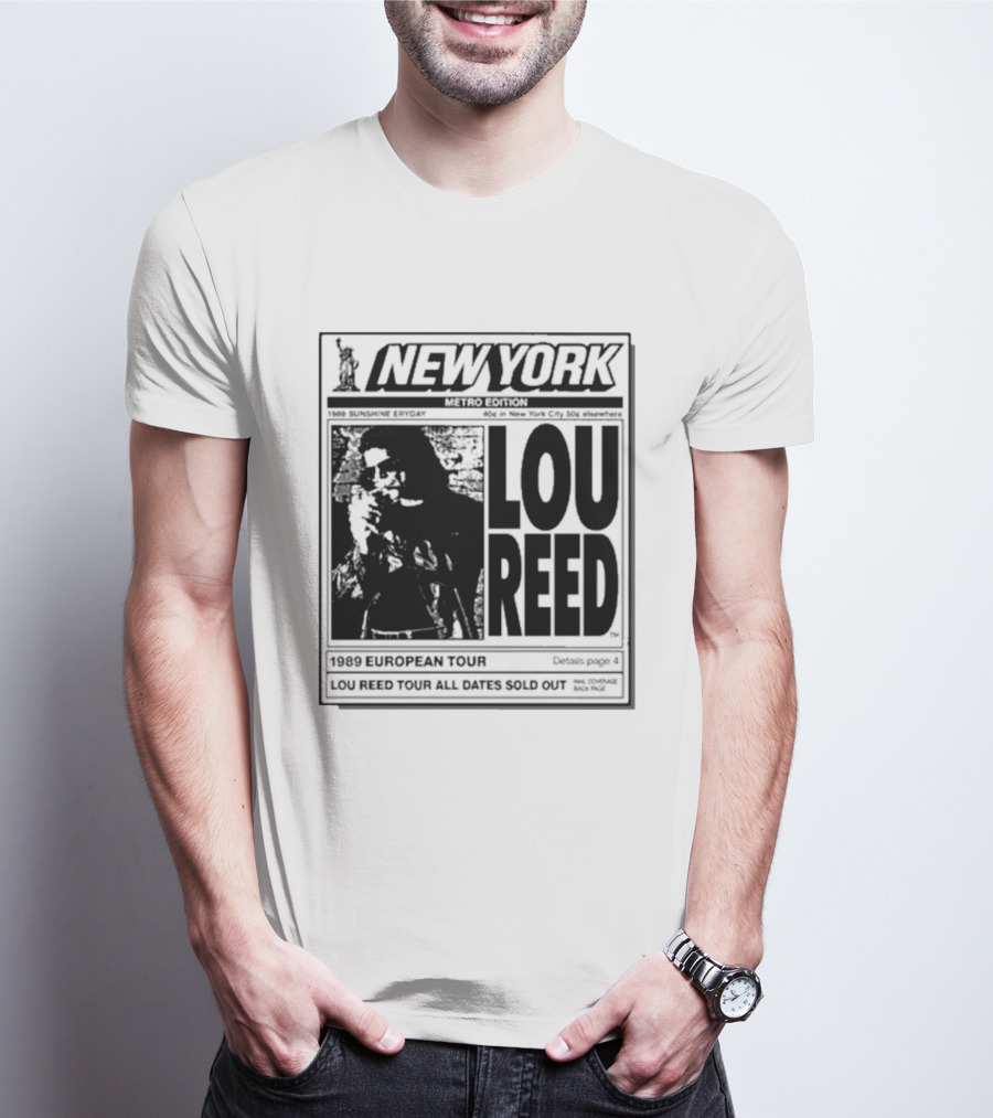 New York Metro Edition Lou Reed 1989 European Tour All Dates Sold Out T-Shirt