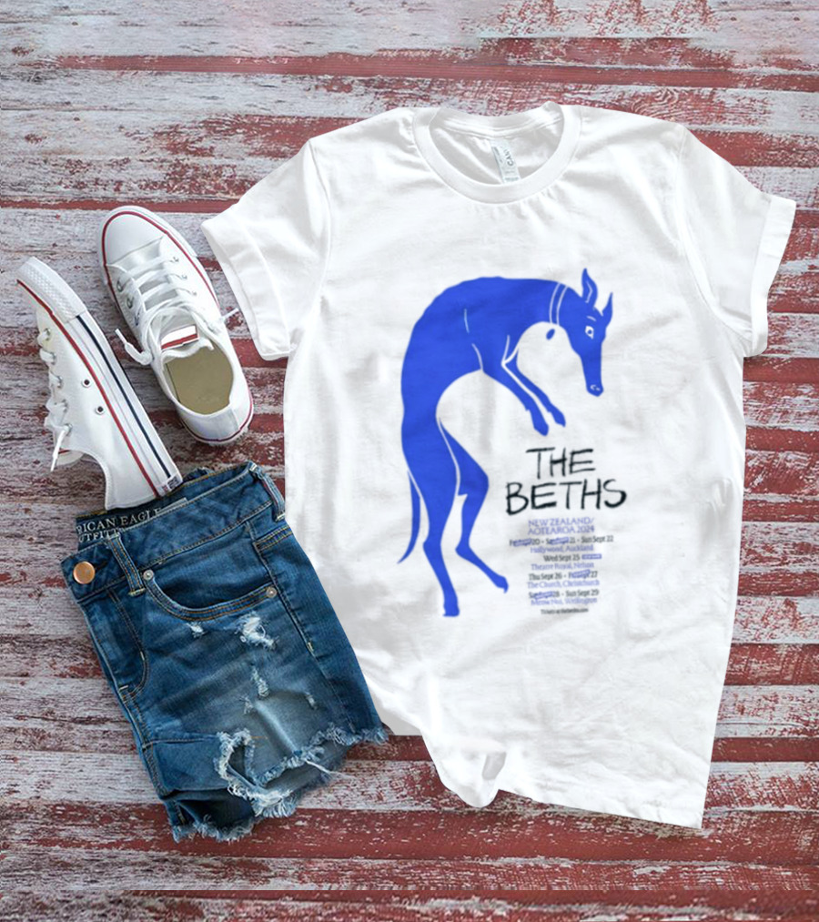 The Beths New Zealand Aotearoa 2024 Tour Blue Jumping Dog T-Shirt