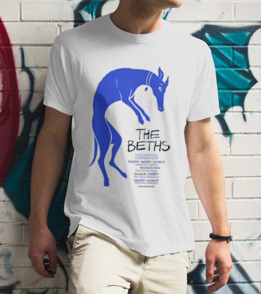 The Beths New Zealand Aotearoa 2024 Tour Blue Jumping Dog T-Shirt